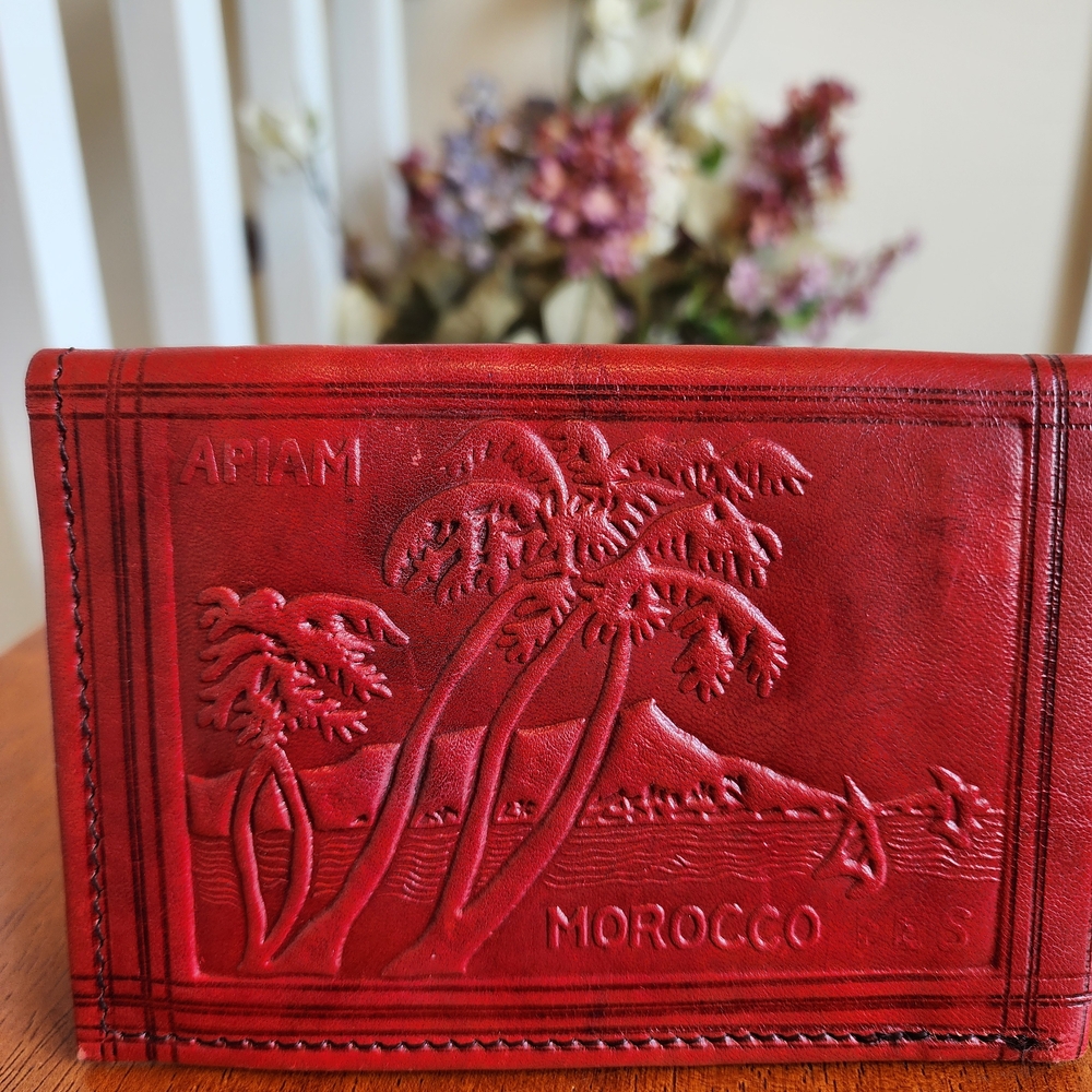 Red Embossed Leather Wallet - Picture 2 of 8
